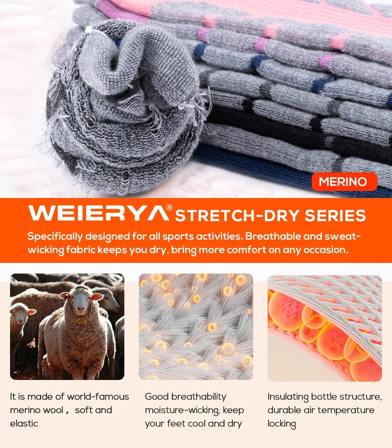 WEIERYA Ski Socks 2 Pairs Pack for Skiing, Snowboarding, Cold Weather, Winter Performance Socks (Retro Grey 2 Pairs, X-Large) - Image 4